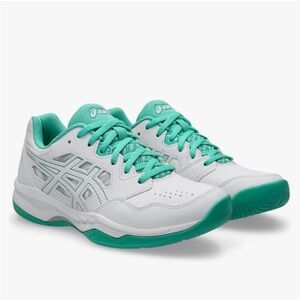 ASICS Women's White and Green Pickleball shoes.  Worn inside only 2-3x
